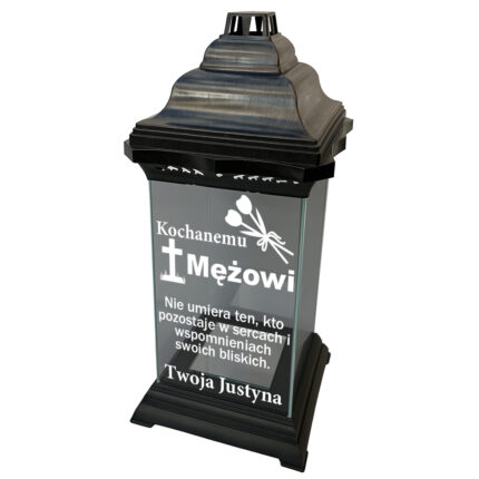 Szklany znicz z nadrukiem – personalizowany podpis dla Męża