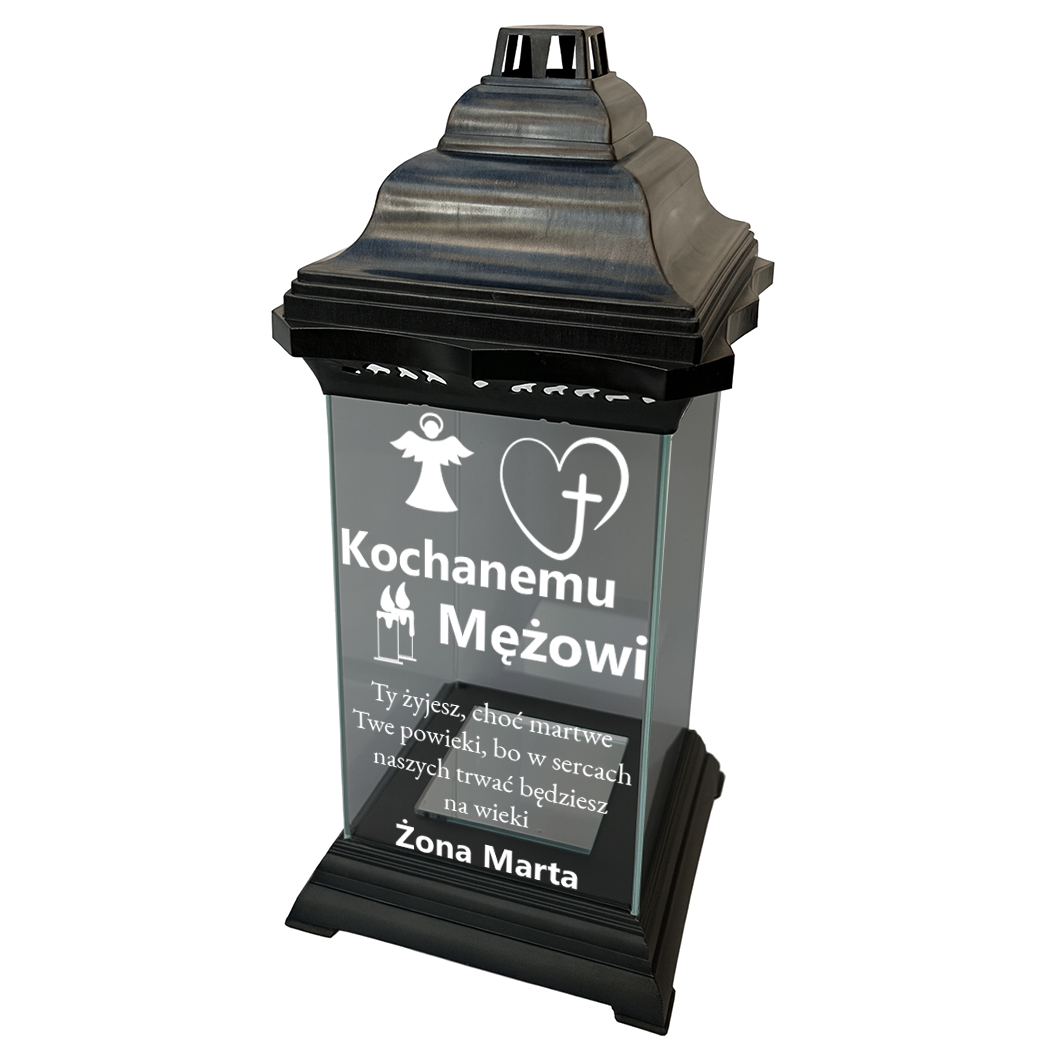 maz2 Szklany znicz pamiątkowy dla Męża z dowolnym podpisem - obrazek 1