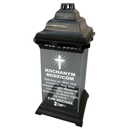 Personalizowany szklany znicz – nadruk i dedykacja dla Rodziców