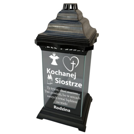 Szklany znicz pamiątkowy dla Siostry z dowolnym podpisem