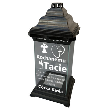 Szklany znicz pamiątkowy dla Taty z dowolnym podpisem