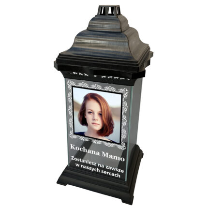 Personalizowany szklany znicz ze zdjęciem i napisem
