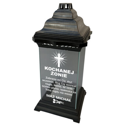 Szklany znicz pamiątkowy dla Żony z dowolnym podpisem